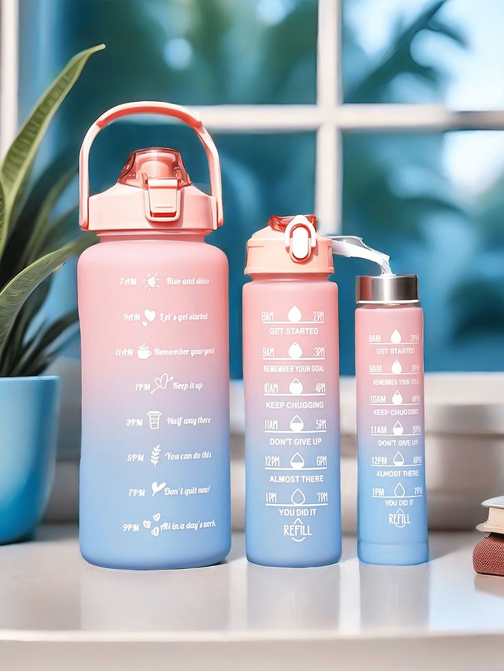 Motivational Water Bottle Set Of 3 pcs