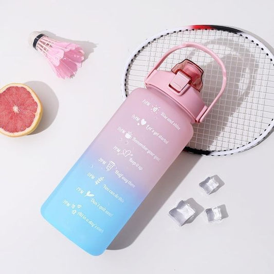 Plastic Colorful Motivational Water Bottle with Straw (900 ML
