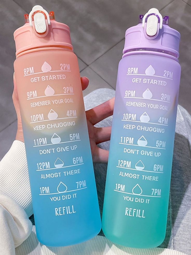 Plastic Colorful Motivational Water Bottle with Straw (900 ML