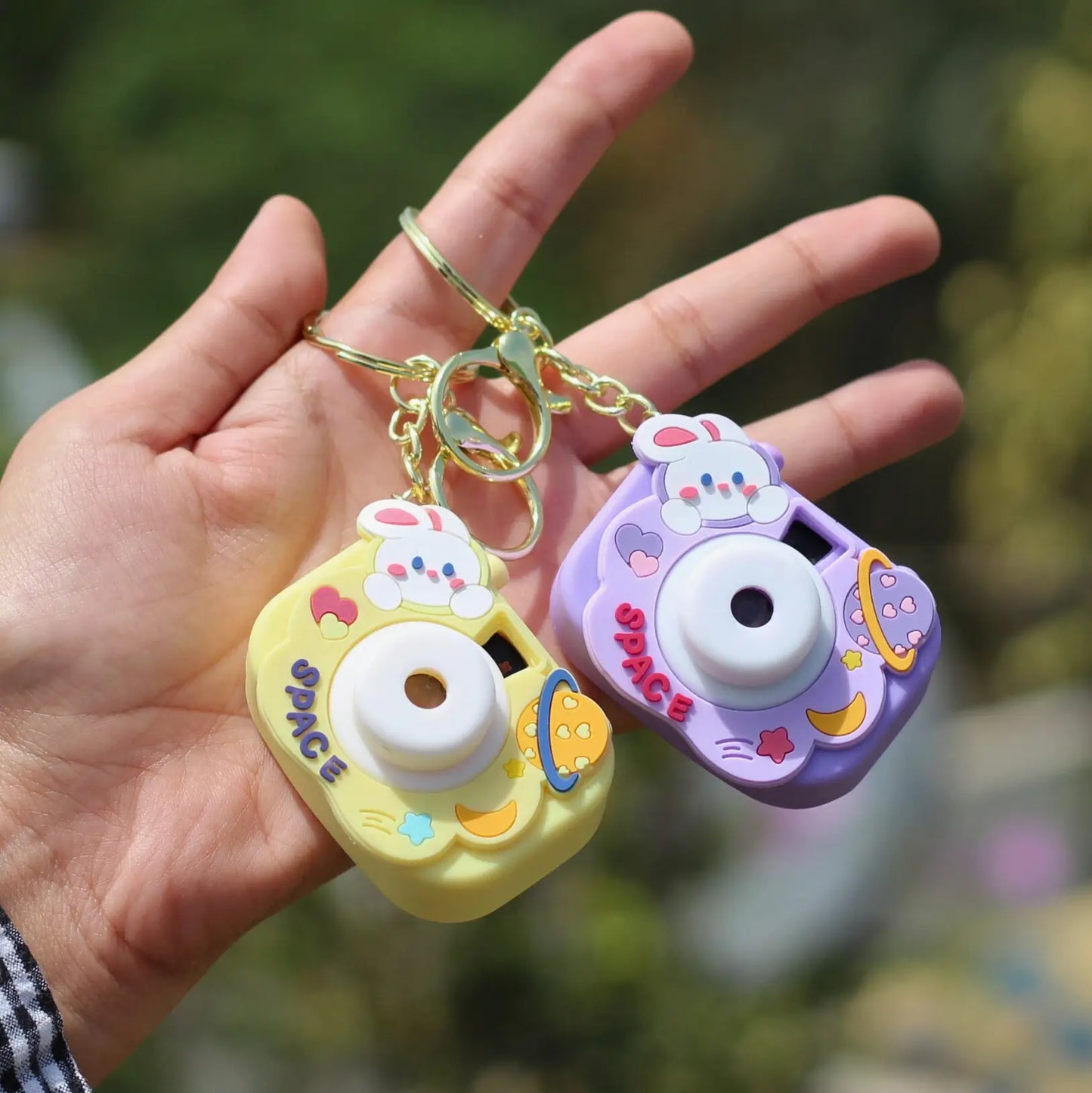 Cute Space Bunny Camera Projector Keychain