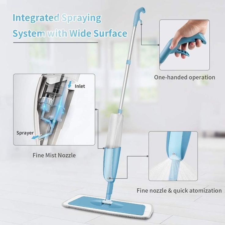 Spray Mop with Removable Washable Cleaning Pad and Integrated Water Spray Mechanism (Color May Vary) Wet & Dry Mop (Multicolor 126 m)