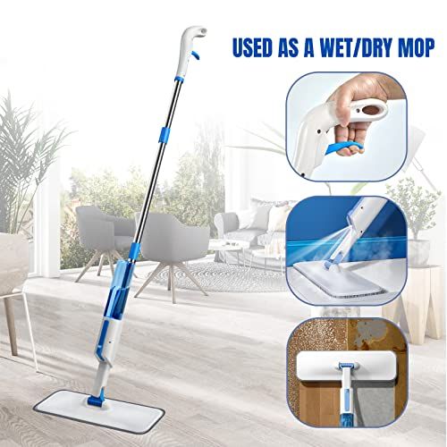 Spray Mop with Removable Washable Cleaning Pad and Integrated Water Spray Mechanism (Color May Vary) Wet & Dry Mop (Multicolor 126 m)